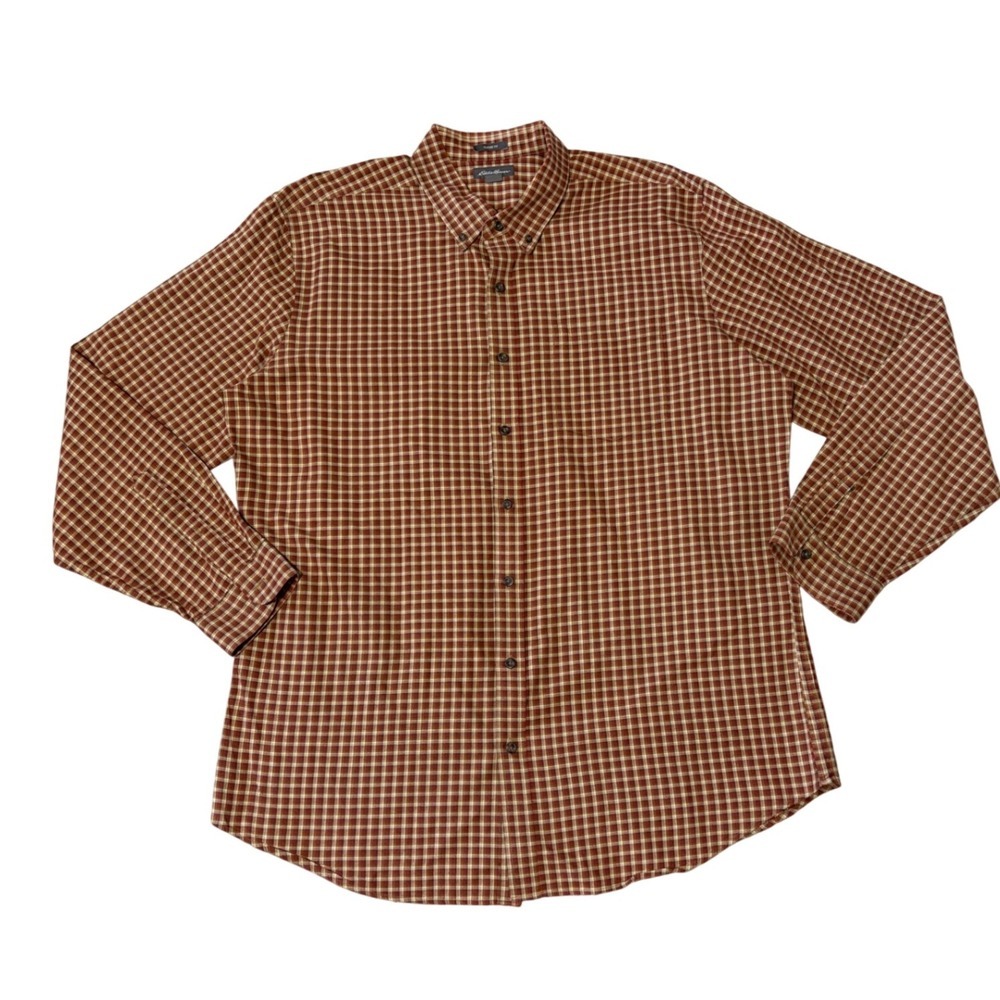 Eddie Bauer Mens Plaid Classic Fit Button Down Shirt Long Sleeve TALL XL